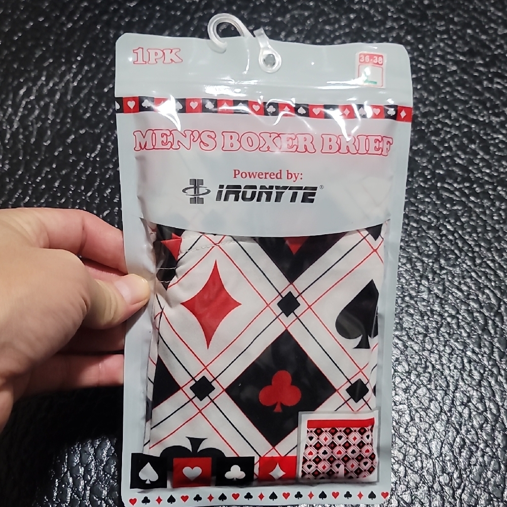 Ironte Men's Boxer Brief with Card Suit Design